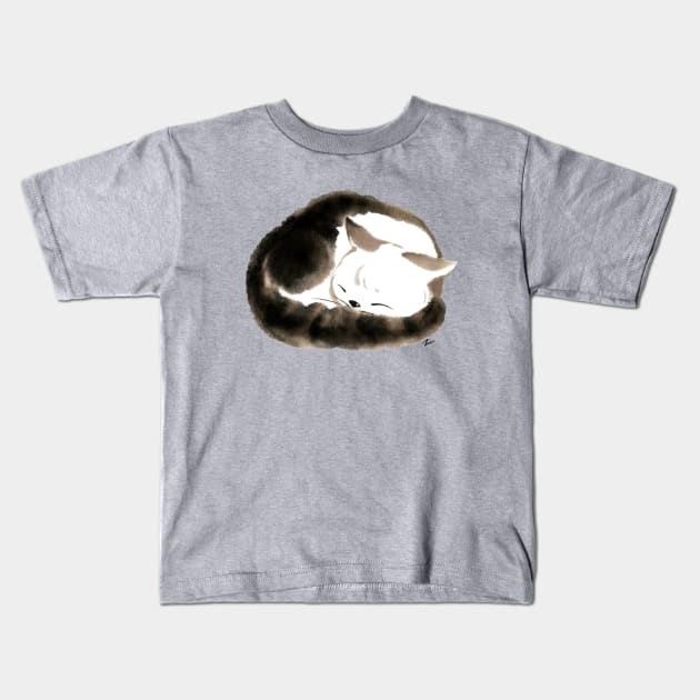 Cat Sleep Ball Kids T-Shirt by juliewu